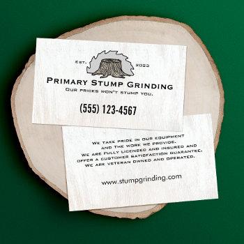 stump grinding saw tree trunk  business card