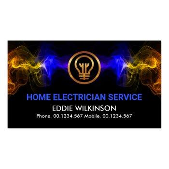 Small Stunning Colorful Electrical Lightning Electrician Business Card Front View