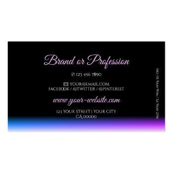 Small Stylish Black Blue And Purple Gradient Shadow Font Business Card Back View