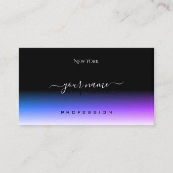 stylish black blue and purple gradient shadow font business card
