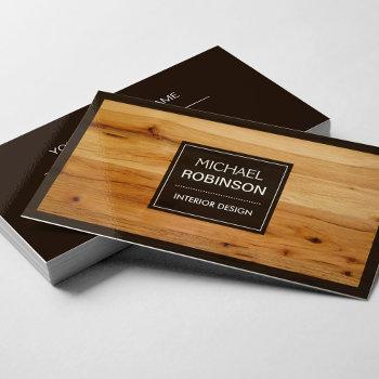 stylish border wood grain texture business card