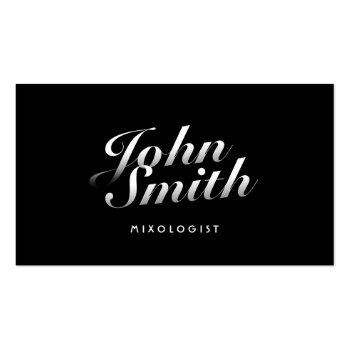 Small Stylish Calligraphic Mixologist Business Card Front View