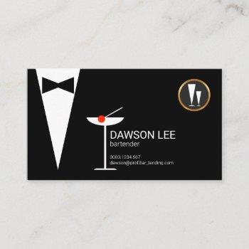 stylish chic bartender tuxedo martini glass business card