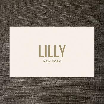 stylish chic beige ivory  typography business card