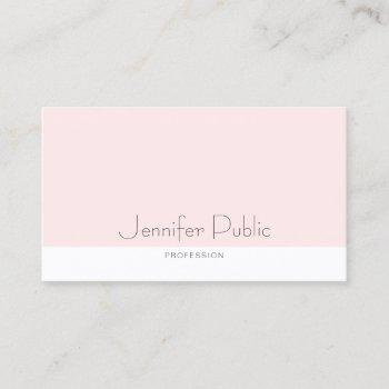 Small Stylish Clean Design Blush Pink Plain Trendy Chic Business Card Front View