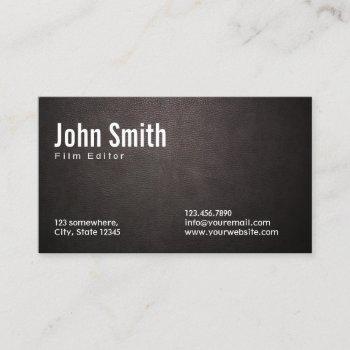 stylish dark leather film editor business card