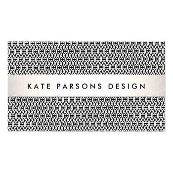 Small Stylish Designer Modern Black And White Pattern Business Card Front View