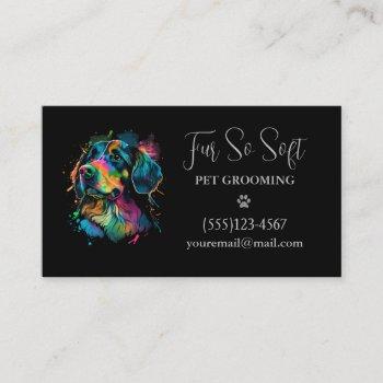 stylish dog pet grooming service business card