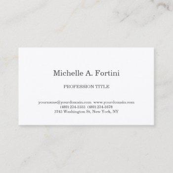 stylish elegant plain simple white premium silk business card