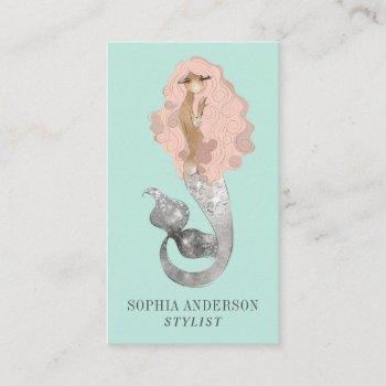 stylish mermaid feminine coastal business card