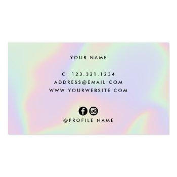 Small Stylish Modern Elegant Holographic Hairstylist Business Card Back View