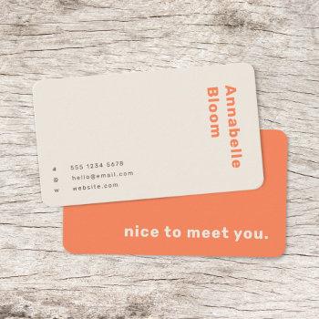 stylish orange minimal modern trendy business card