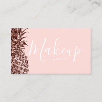 stylish pretty rose gold pineapple makeup artist business card