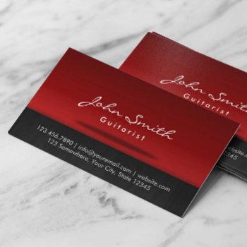 stylish red stage guitarist business card
