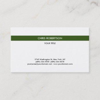 stylish simple forest green white minimalist business card