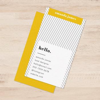 stylish trendy mustard yellow diagonal stripe business card