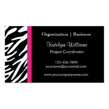 Small Stylish Zebra Stripes Business Cards Front View