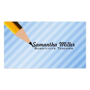 Small Substitute Teacher Business Cards Front View