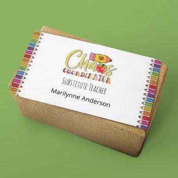 substitute teacher rainbow pencils business card