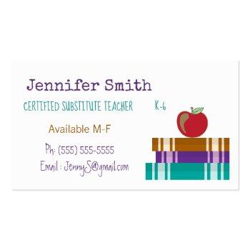Small Substitute | Teacher | Tutor White Business Cards Back View