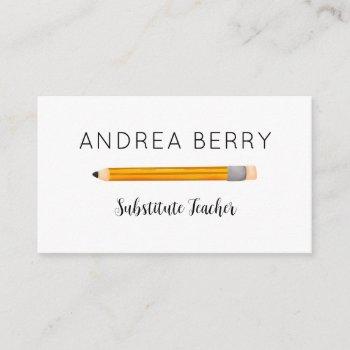 substitute teacher yellow pencil business card