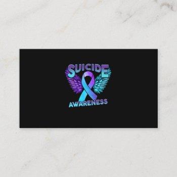 suicide awareness wings and ribbon suicide prevent business card