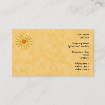 summer sun. warm yellow colors. business card
