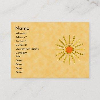 summer sun. warm yellow colors. business card