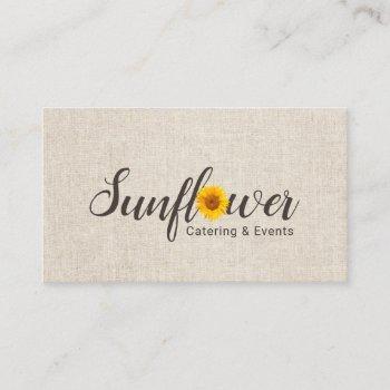 sunflower catering & events wedding planning business card