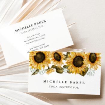 sunflower floral watercolor business card