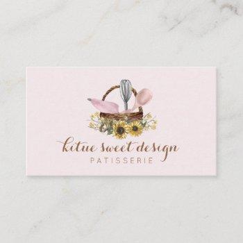 sunflower pink whisk spoon pastry bag chef bakery business card