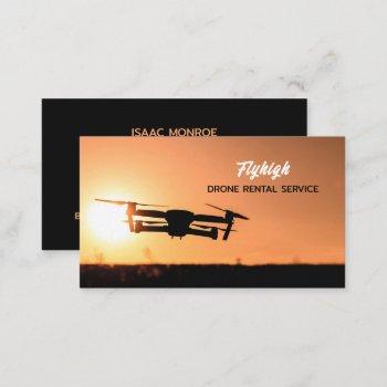sunset drone silhouette, drone pilot business card