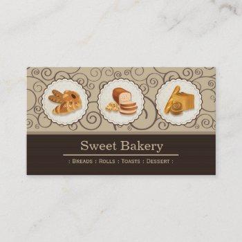 sweet bakery shop - breads rolls toasts dessert business card