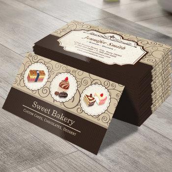 sweet bakery store custom cakes chocolates dessert business card