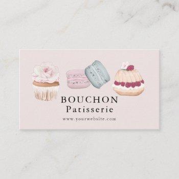 sweet cake macaron cupcake pink bakery business card