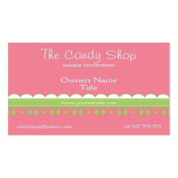 Small Sweet Candy Shop Stripes Business Card Back View