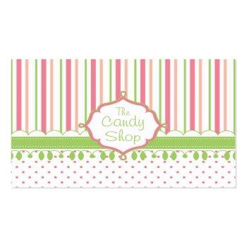 Small Sweet Candy Shop Stripes Business Card Front View