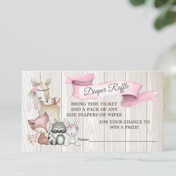 Small Sweet Forest Woodland Girls Diaper Raffle Business Card Front View