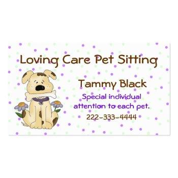 Small Sweet Polka Dot Pet Sitting Business Card Front View