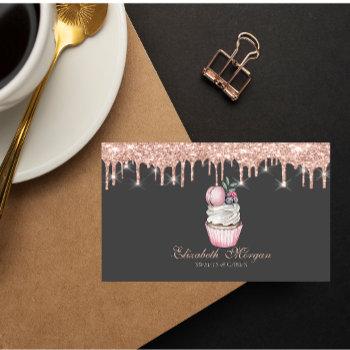  sweets cupcake macaron rose gold drips bakery  business card