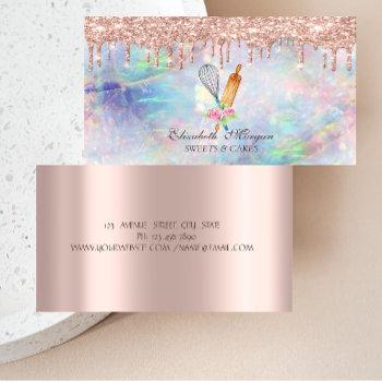 sweets cupcake rose gold drips opal bakery  business card