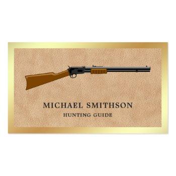Small Tan Leather Shotgun Rifle Gun Shop Gunsmith Business Card Front View