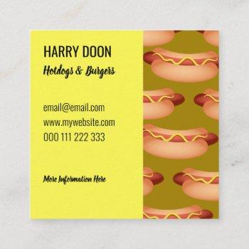 tasty fast food hotdog template  square business card