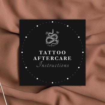 tattoo aftercare instructions black & white text s square business card
