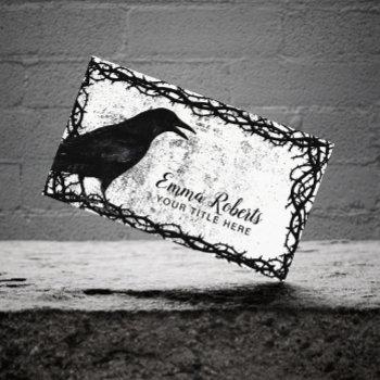 tattoo art gothic crow black thorn vine framed business card