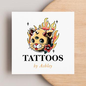 tattoo artist add your social media creative artsy square business card