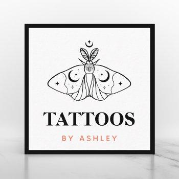 Small Tattoo Artist Butterfly Aesthetic Third Eye Mystic Square Business Card Front View