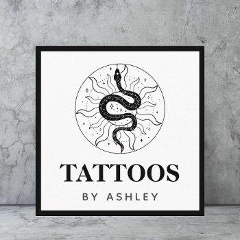 tattoo artist snake illustration cosmic mystical square business card