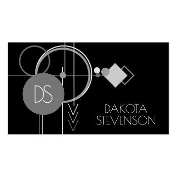 Small Tattoo Modern Art Deco | Black And Gray Monogram Calling Card Front View