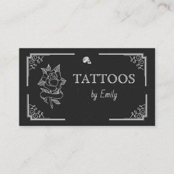 tattoos by your name simple black & white modern   business card